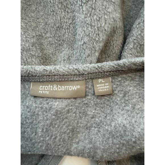 Croft & Barrow Zip Cardinals Birds Embroidered Petite Large Gray Fleece Cardigan - Picture 7 of 7